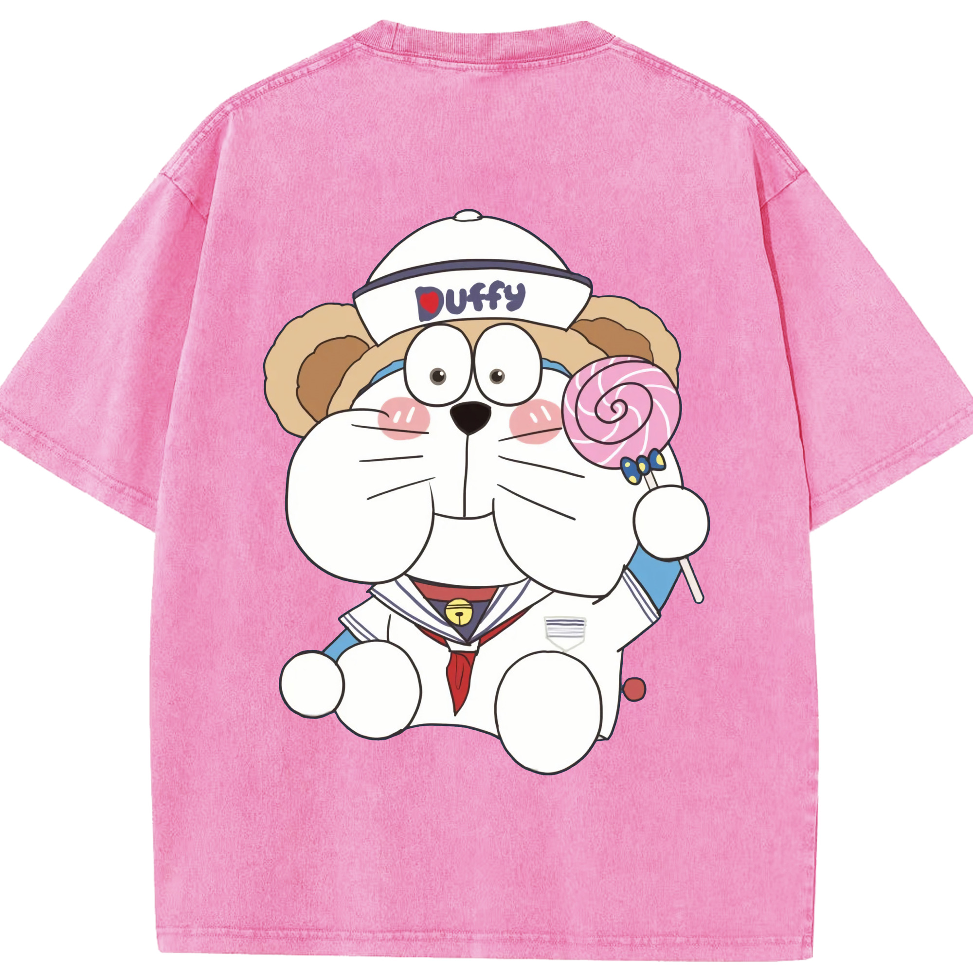（画像用） ドラえもん Doraemon 綿100% ヴィンテージ風 半袖Tシャツ（背面プリント）
